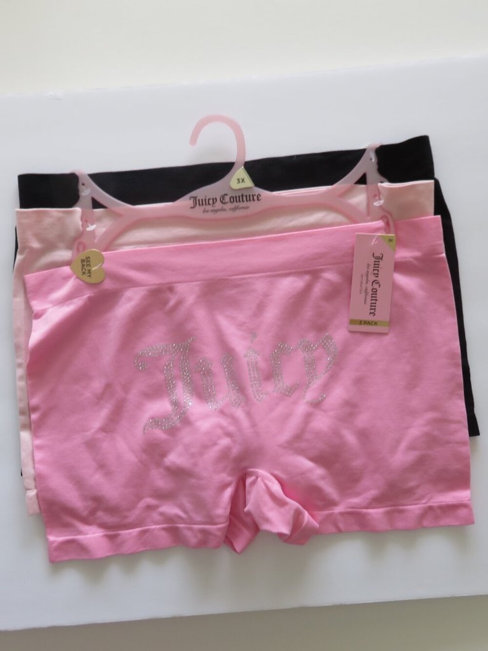 (#135)  Juicy Couture Intimates 3 Pack Logo Boyshort Panties